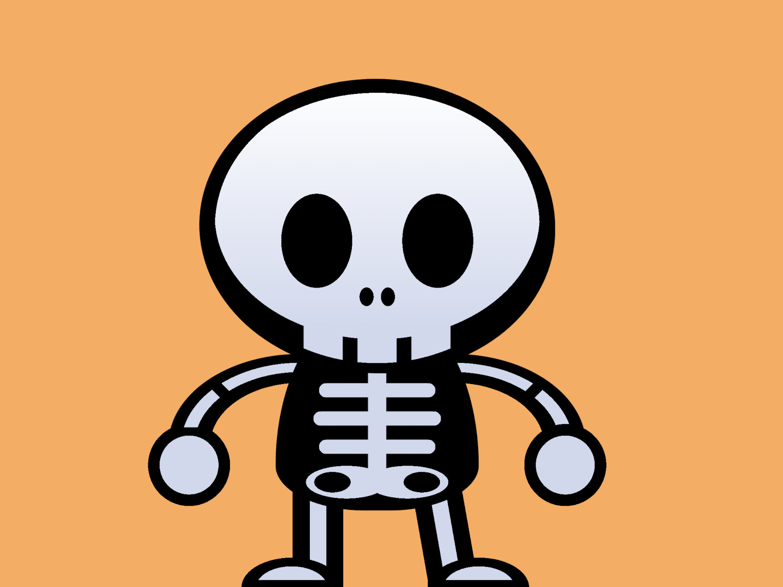 Cartoon of a cutesy skeleton