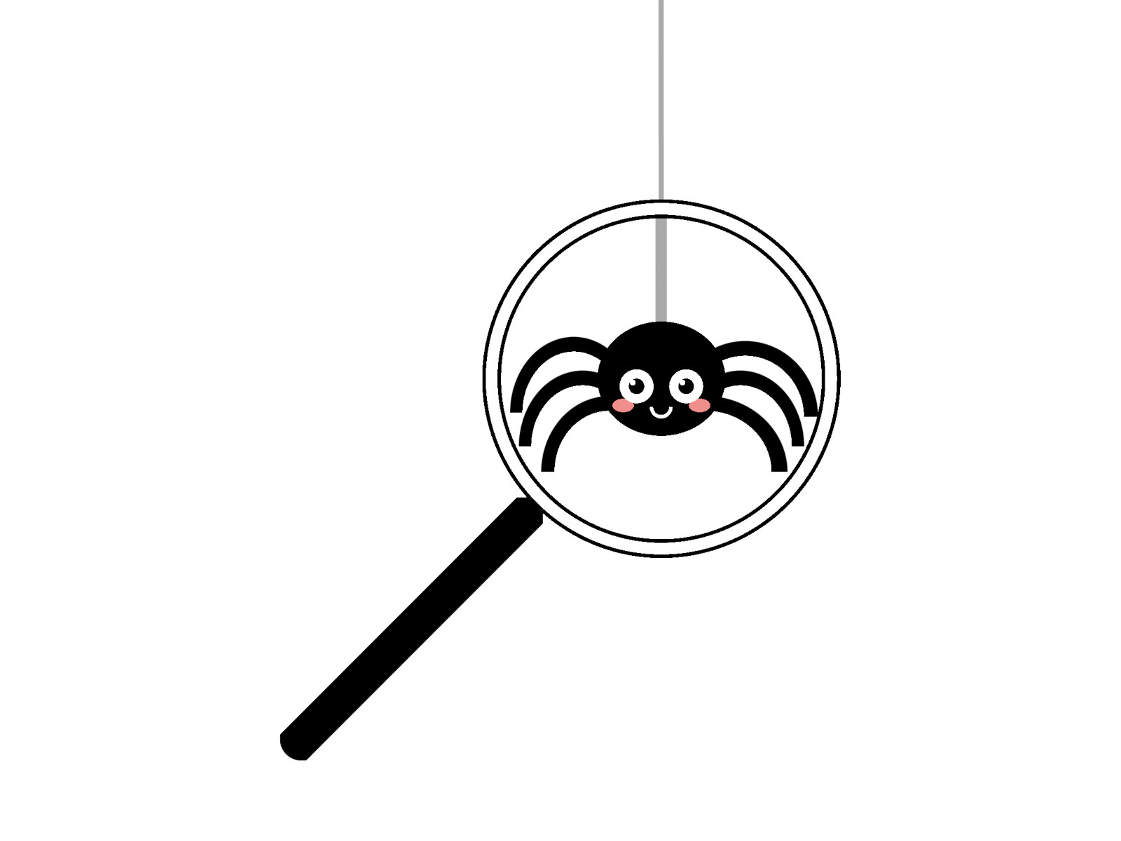 Cartoon of a spider seen through a magnifying glass